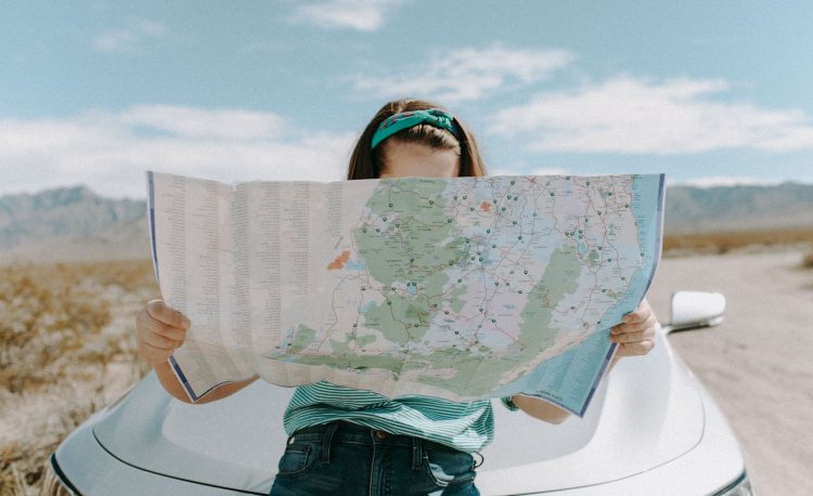 woman looking at the map