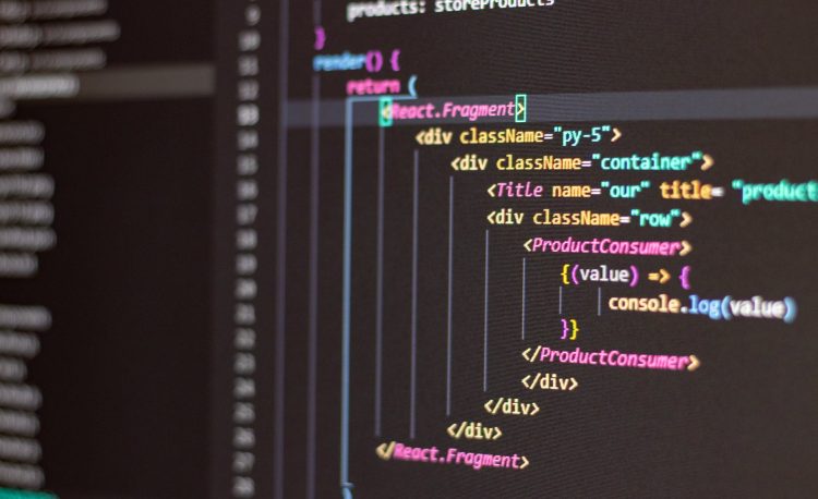 black screen with code
