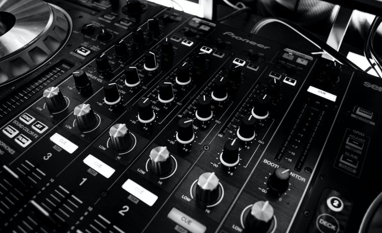 black and silver mixing board