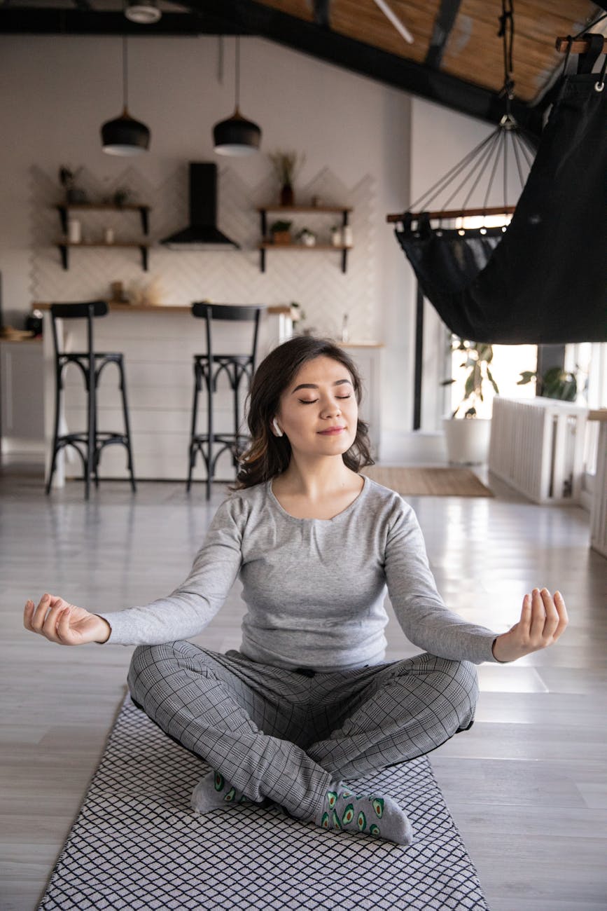 woman practicing yoga